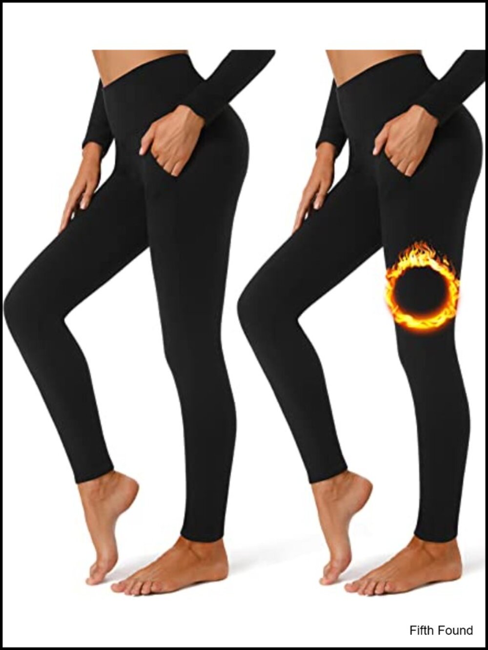 Fleece Lined Thermal Leggings with Pockets High Waisted Winter Yoga Pants